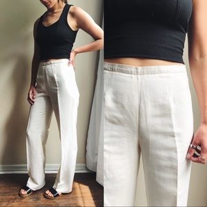 Bernard Zins • vintage linen silk high waisted pants cream ivory flat front